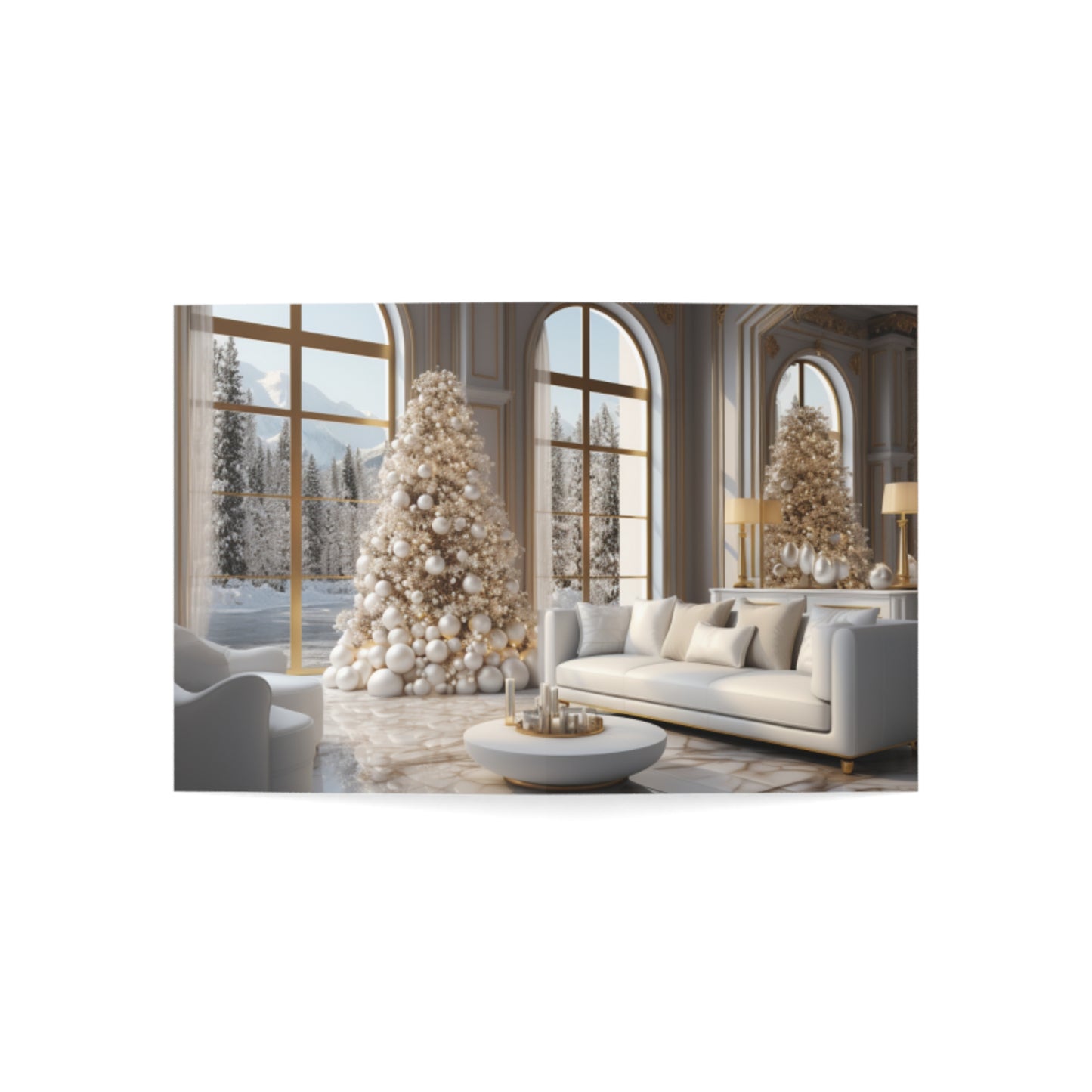 Elegance in Gold & White Christmas Notecards (1, 10, 30, and 50pcs)
