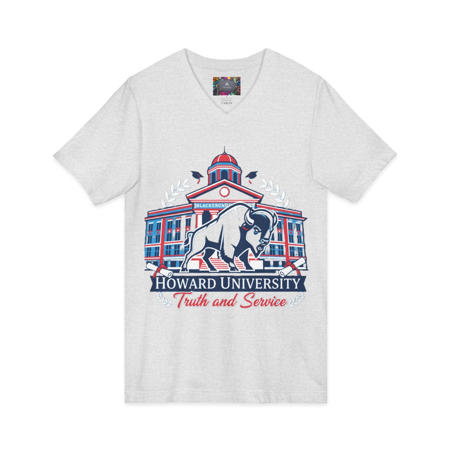 Howard University/ Truth and Service Unisex V-Neck T-Shirt 8