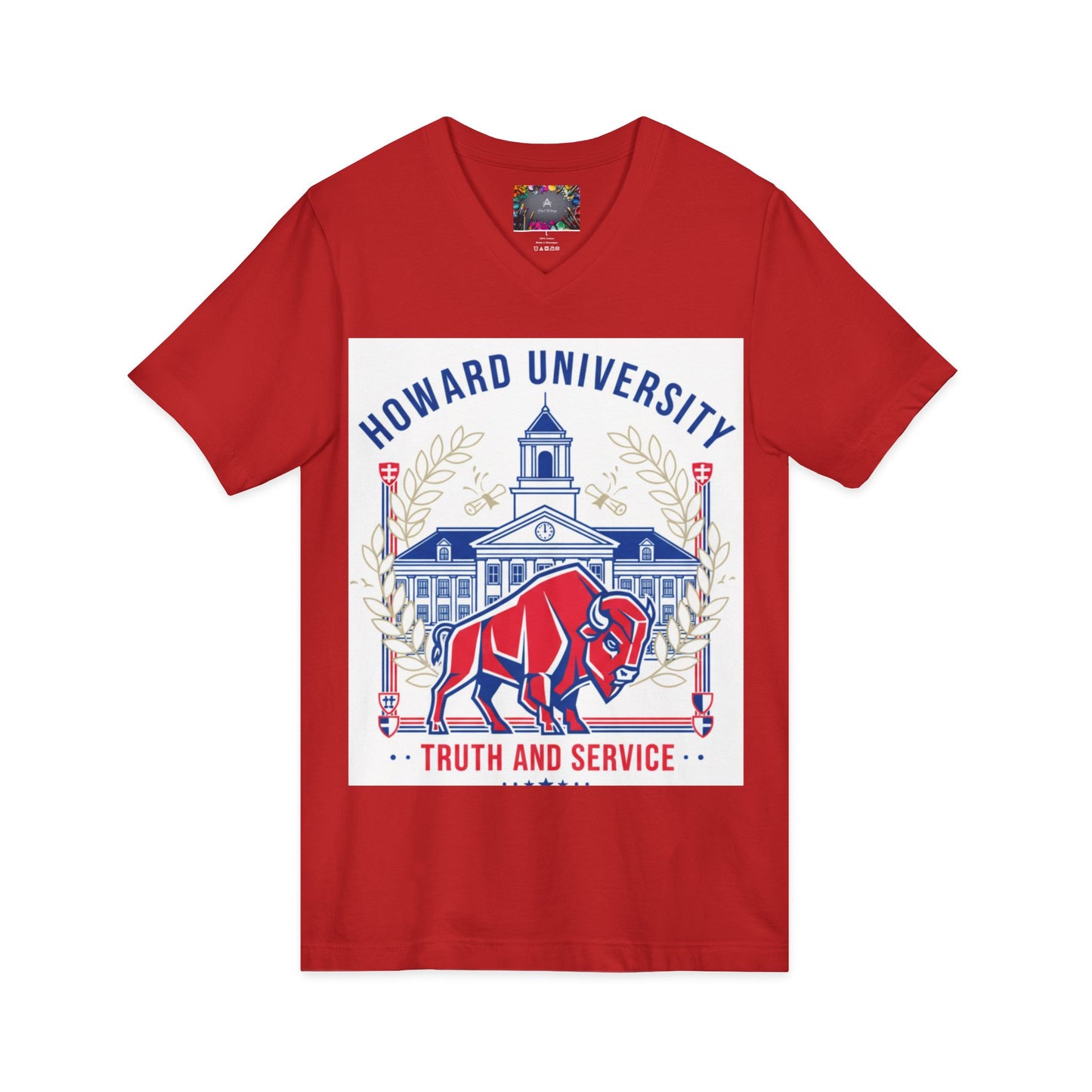 Howard University/ Truth and Service Unisex V-Neck T-Shirt 4
