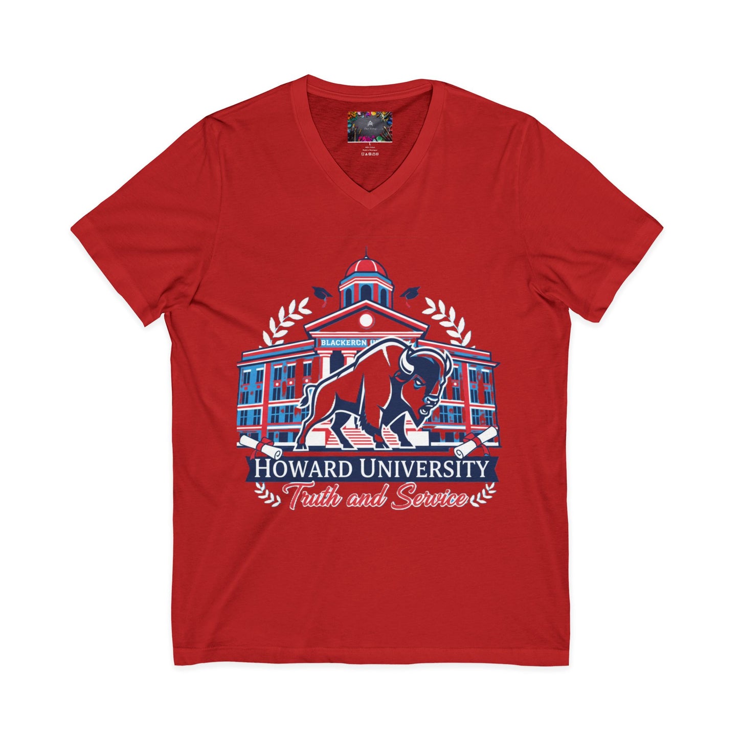 Howard University/ Truth and Service Unisex V-Neck T-Shirt 8