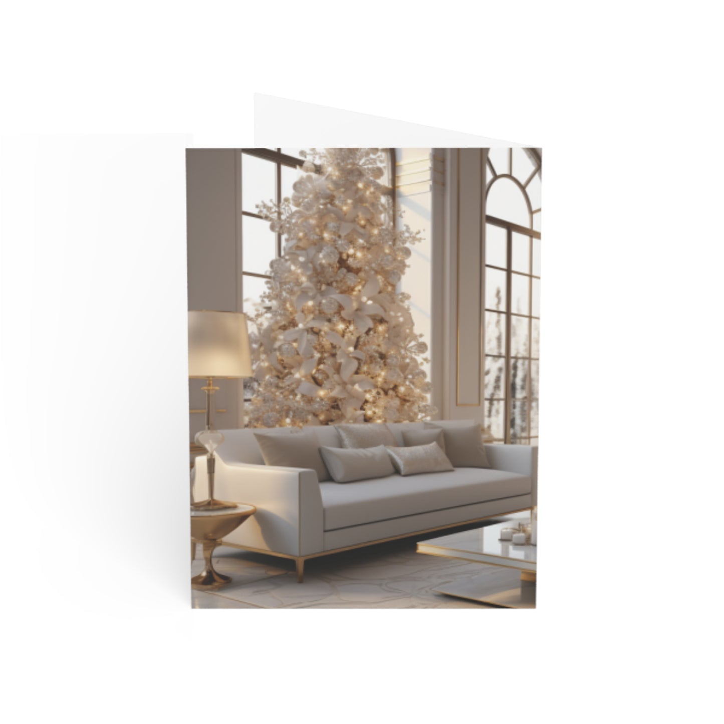 Elegance in Gold & White Christmas Notecards (1, 10, 30, and 50pcs)