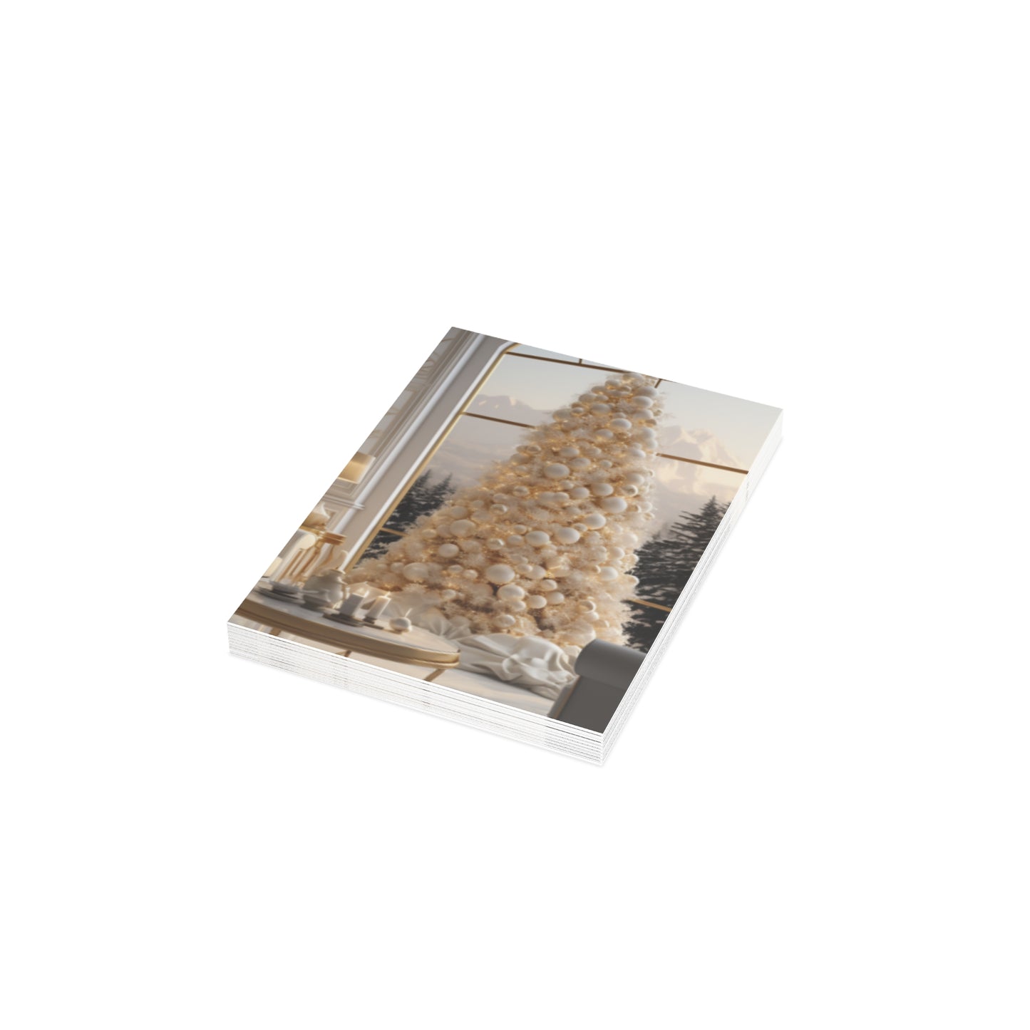 Elegance in Gold & White Christmas Notecards (1, 10, 30, and 50pcs)