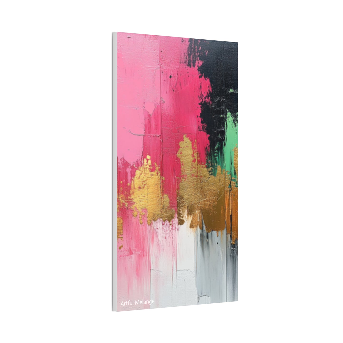 Acrylic Abstract Canvas Print - Homage to the Divine Nine/Pink Green Black and Gold 1