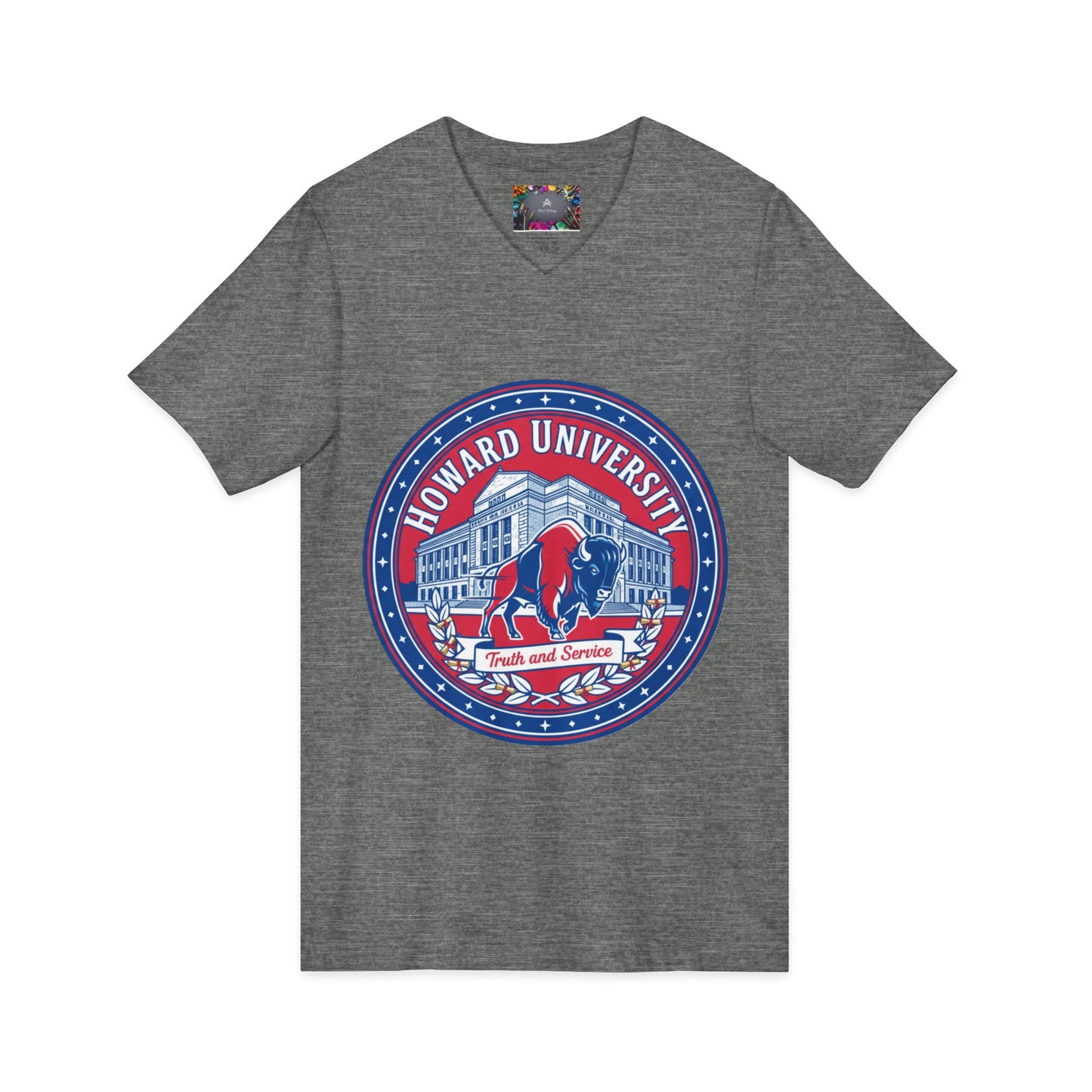 Howard University/ Truth and Service Unisex V-Neck T-Shirt 3