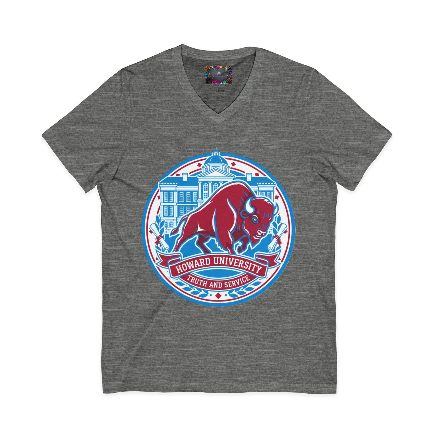 Howard University/ Truth and Service Unisex V-Neck T-Shirt 7