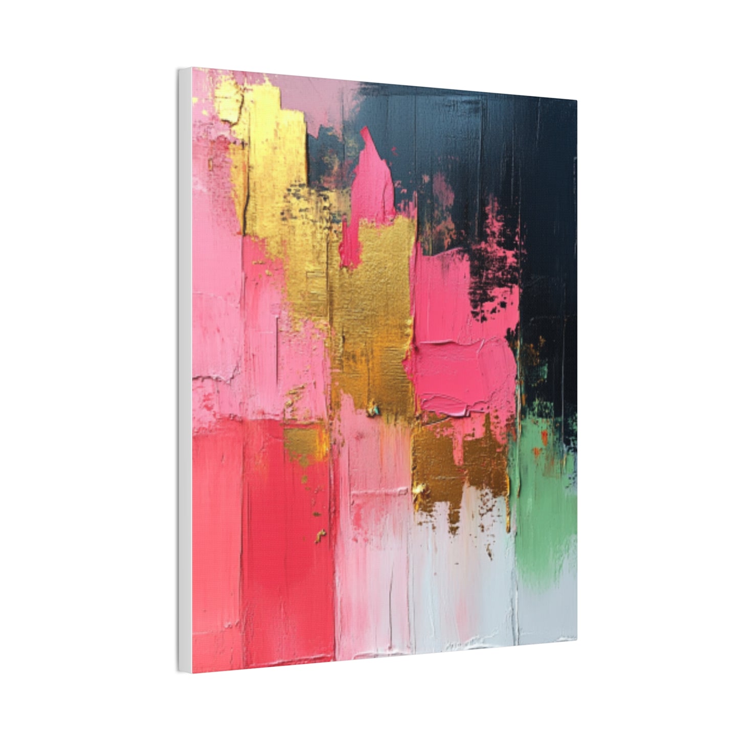 Acrylic Abstract Canvas Print - Homage to the Divine Nine/Pink Green Black and Gold 3