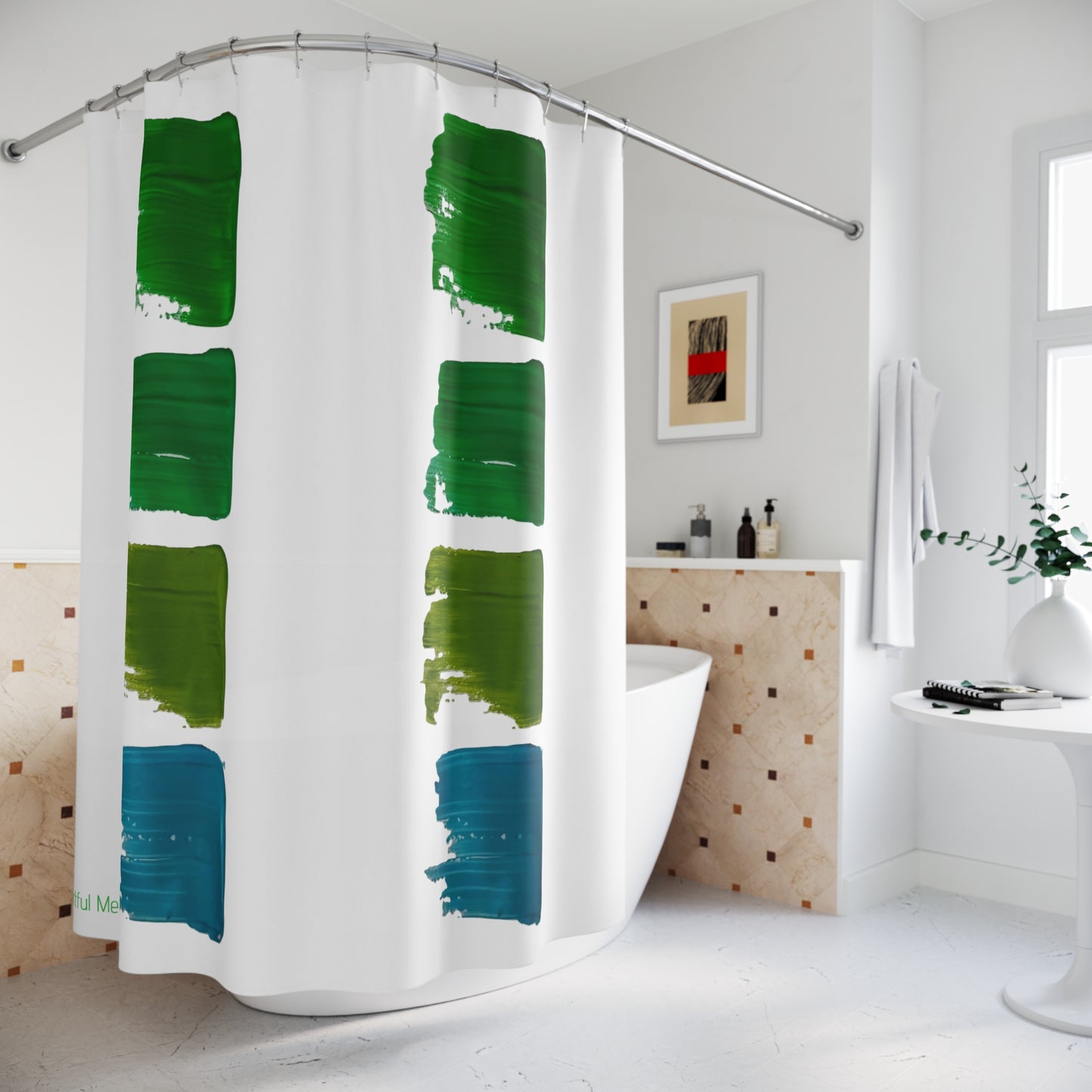 Canvas Cascade: Abstract Acrylic Art Shower Curtain Collection