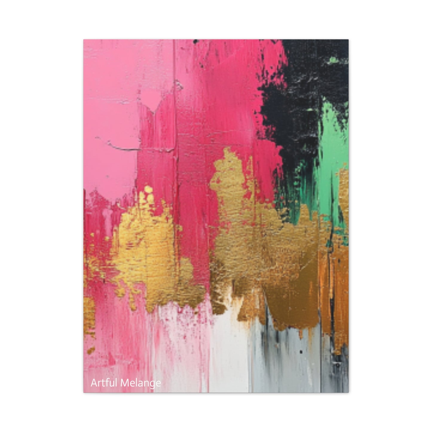 Acrylic Abstract Canvas Print - Homage to the Divine Nine/Pink Green Black and Gold 1