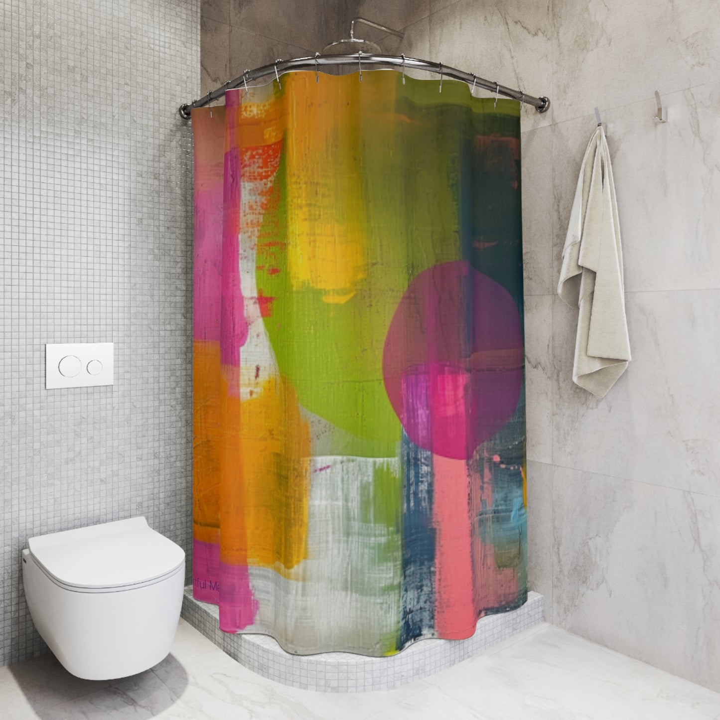 Canvas Cascade: Abstract Acrylic Art Shower Curtain Collection 264