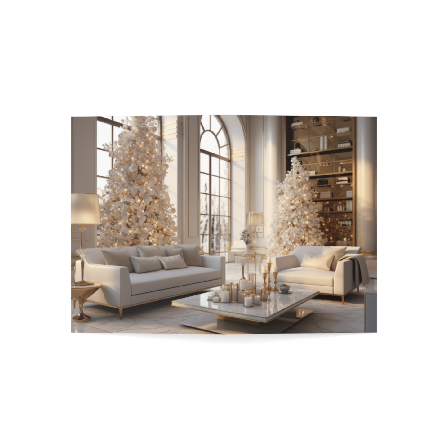 Elegance in Gold & White Christmas Notecards (1, 10, 30, and 50pcs)