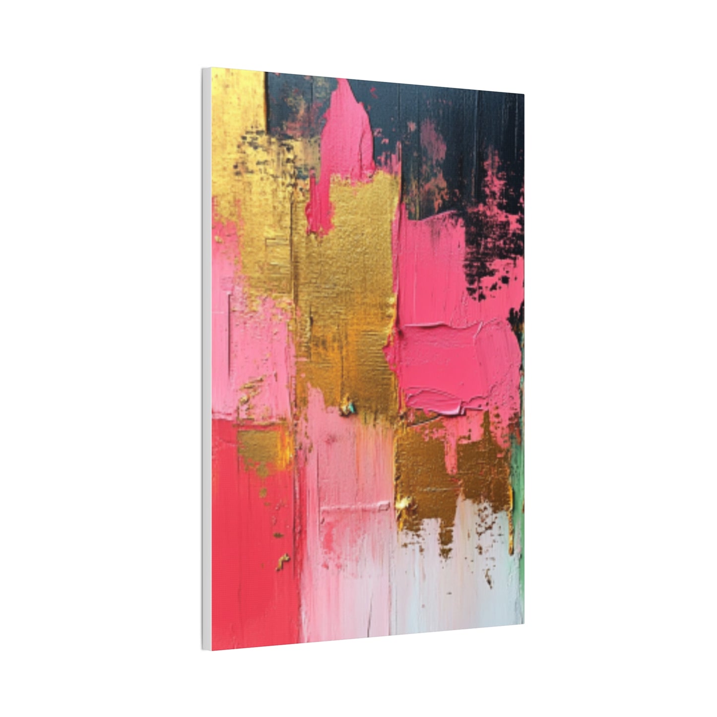 Acrylic Abstract Canvas Print - Homage to the Divine Nine/Pink Green Black and Gold 3