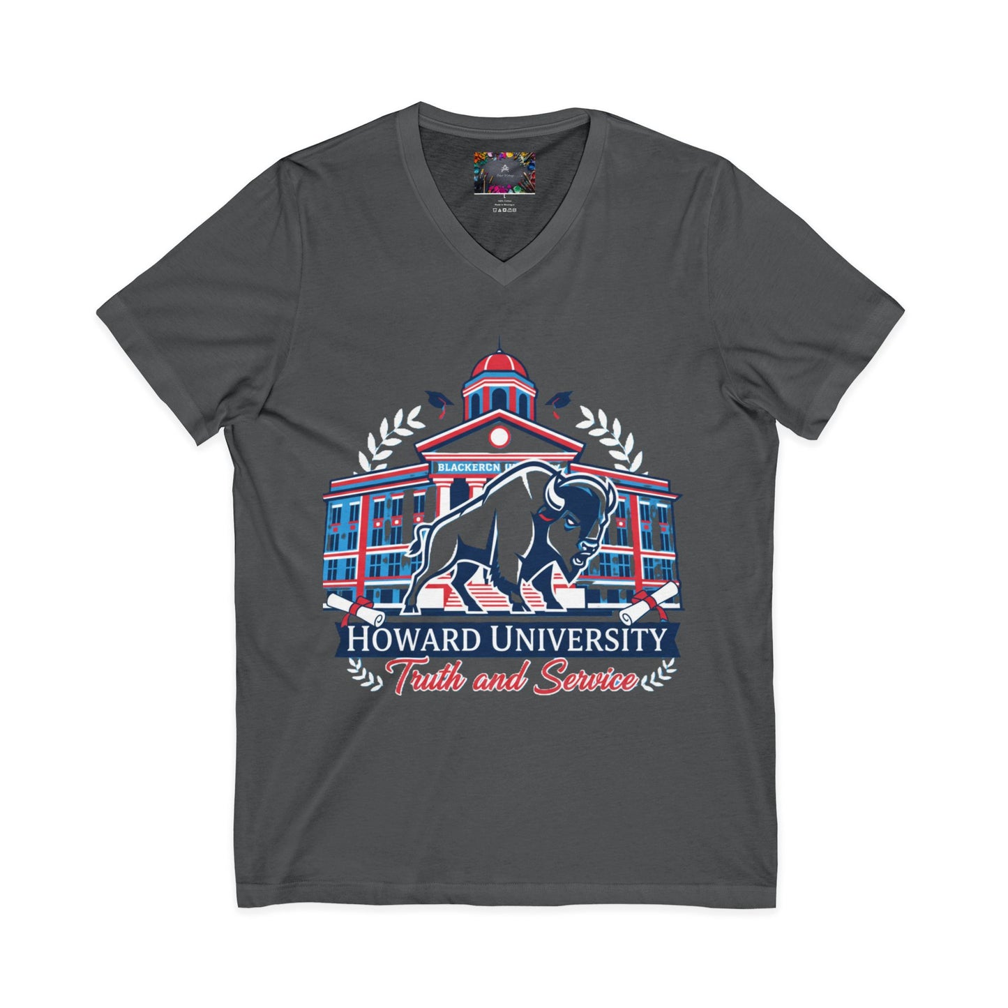 Howard University/ Truth and Service Unisex V-Neck T-Shirt 8