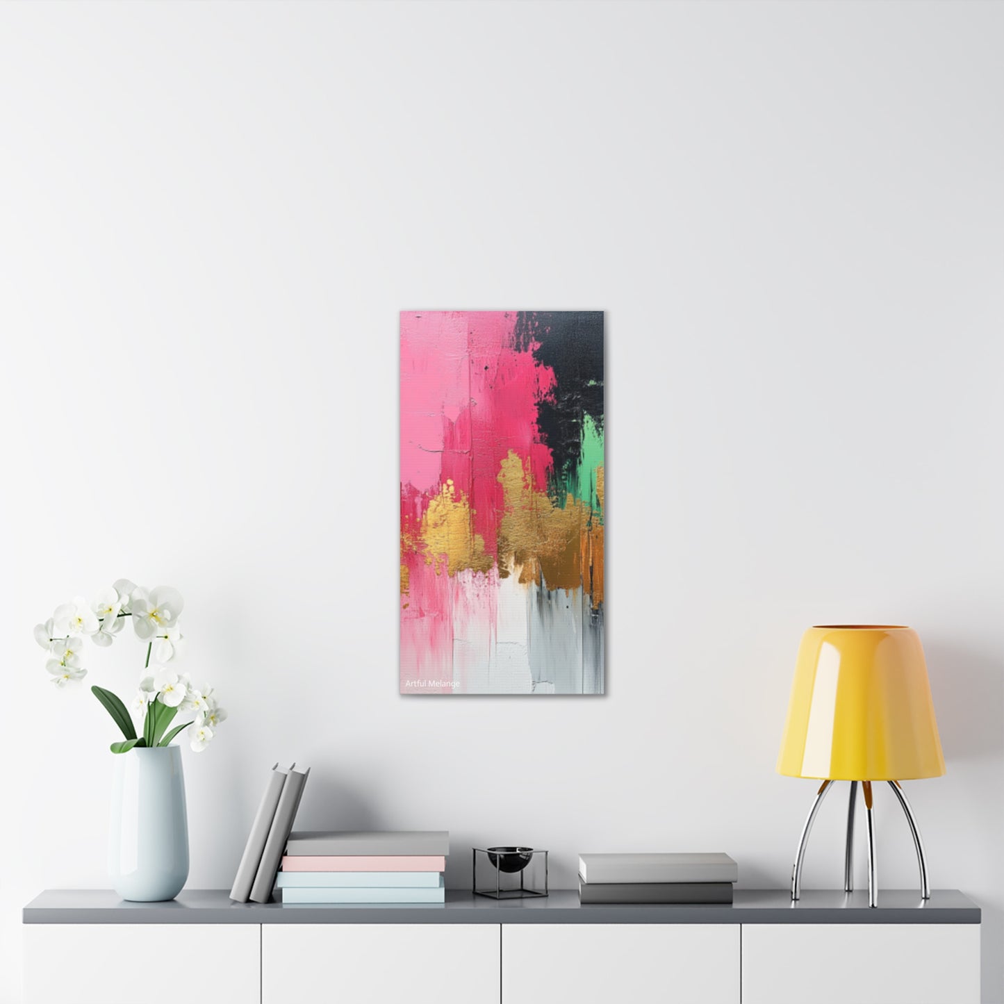 Acrylic Abstract Canvas Print - Homage to the Divine Nine/Pink Green Black and Gold 1