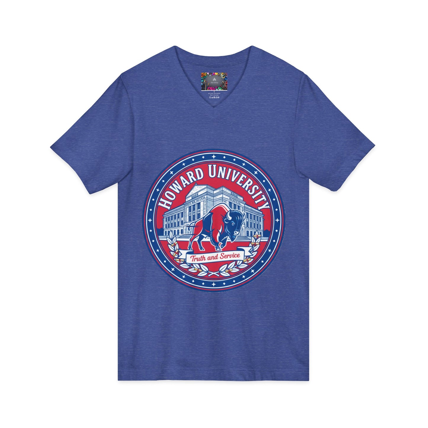 Howard University/ Truth and Service Unisex V-Neck T-Shirt 3
