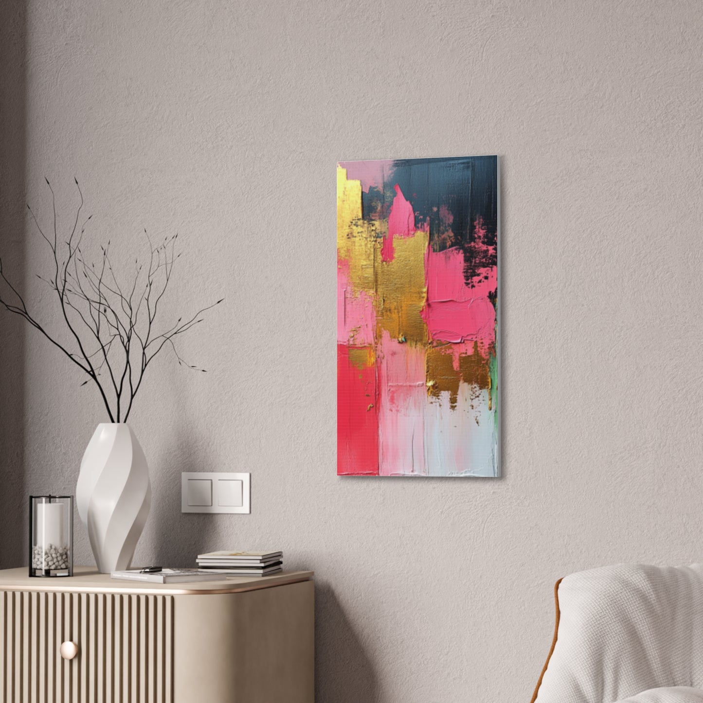 Acrylic Abstract Canvas Print - Homage to the Divine Nine/Pink Green Black and Gold 3