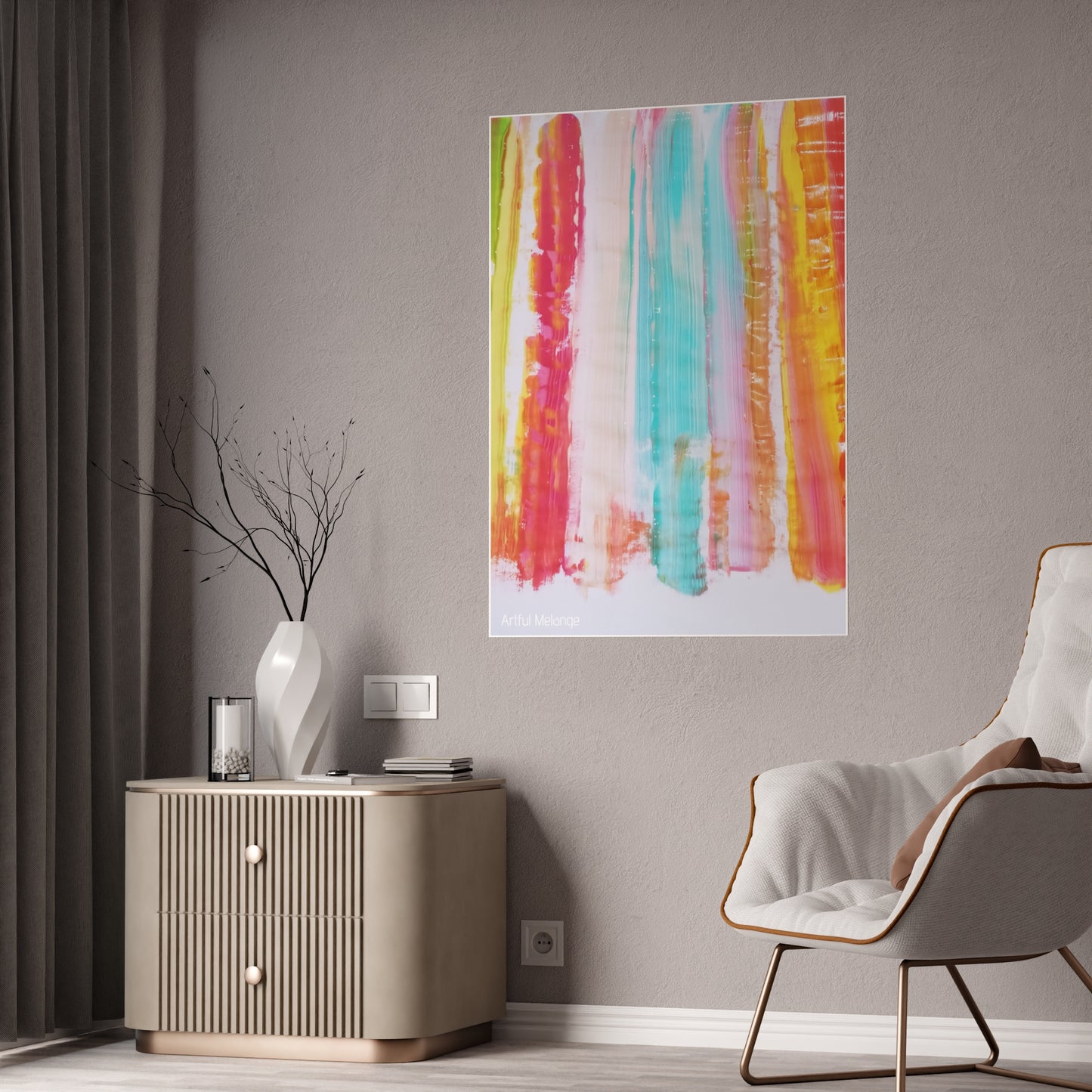 Gleaming Acrylic Abstract Poster: A Spectrum of Colorful Elegance