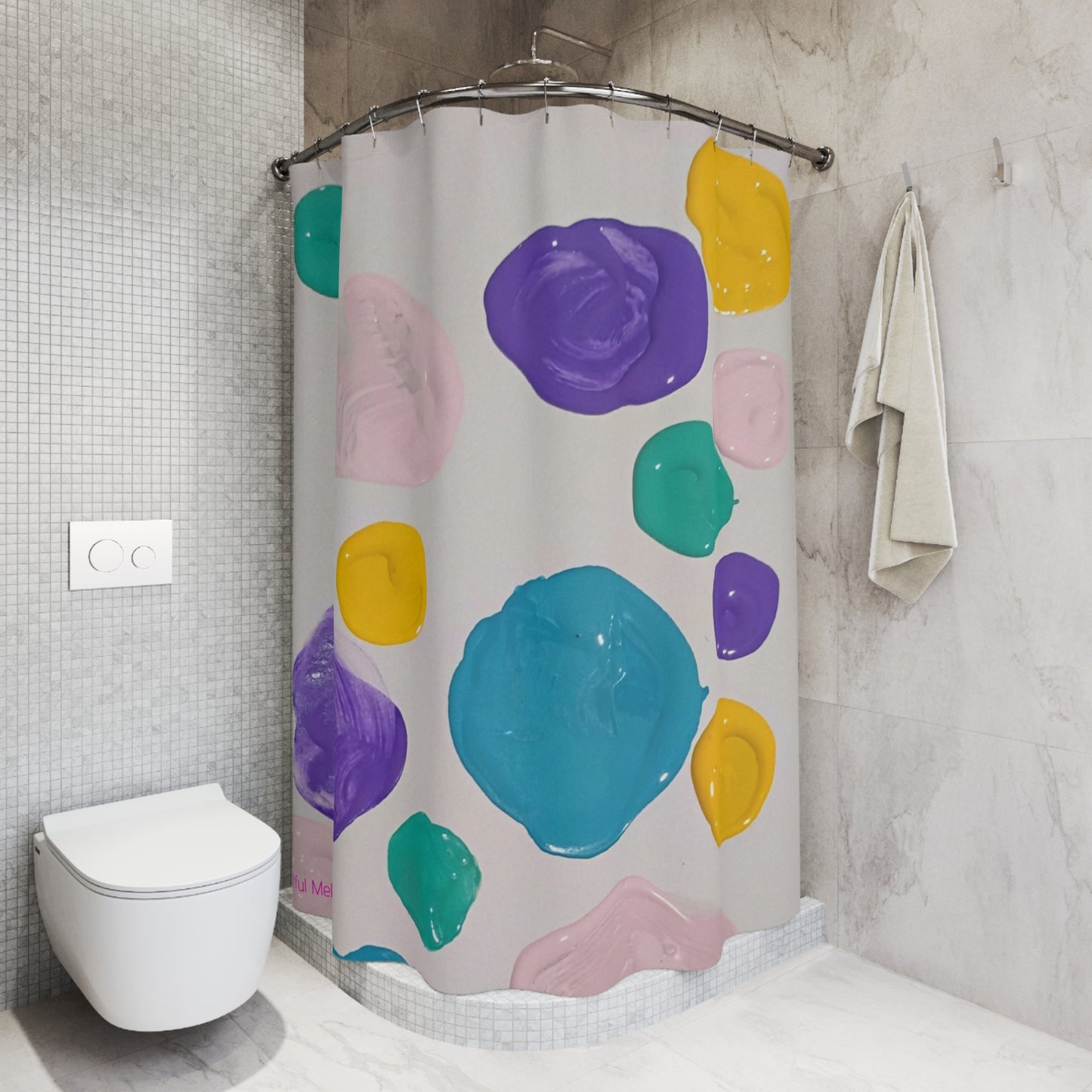 Canvas Cascade: Abstract Acrylic Art Shower Curtain Collection