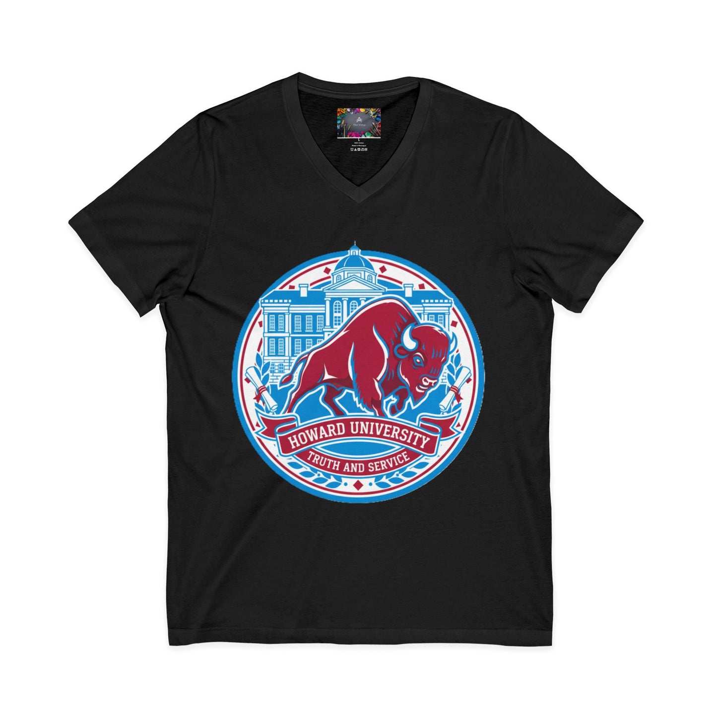 Howard University/ Truth and Service Unisex V-Neck T-Shirt 7