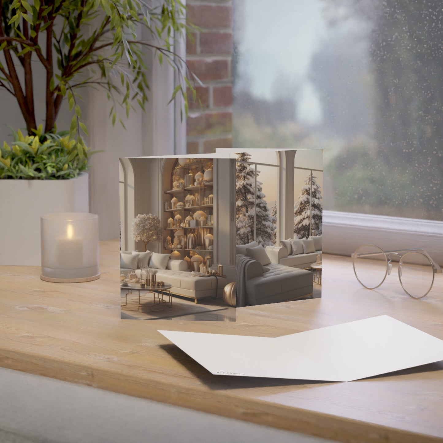 Elegance in Gold & White Christmas Notecards (1, 10, 30, and 50pcs)