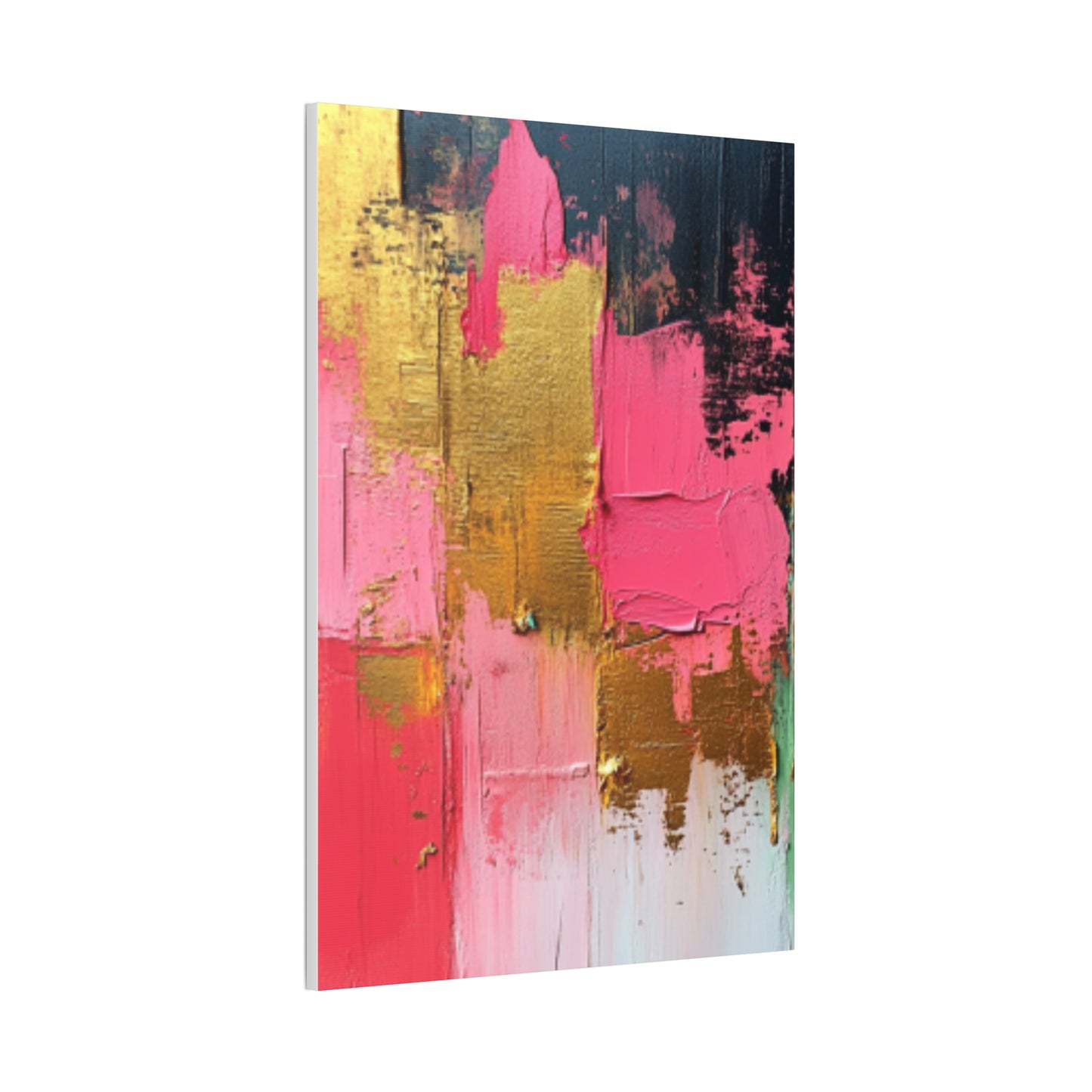 Acrylic Abstract Canvas Print - Homage to the Divine Nine/Pink Green Black and Gold 3