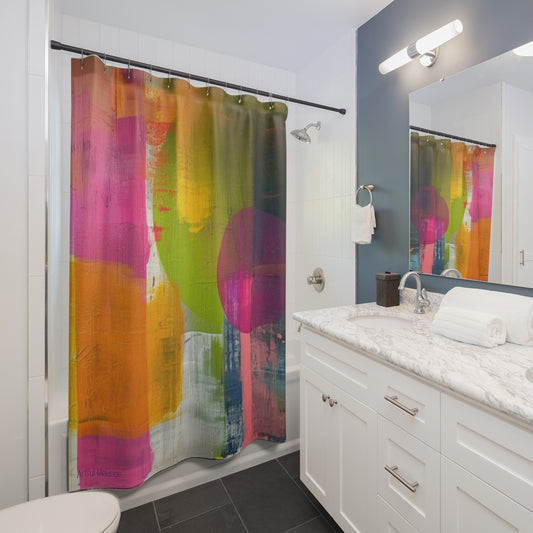 Canvas Cascade: Abstract Acrylic Art Shower Curtain Collection 264