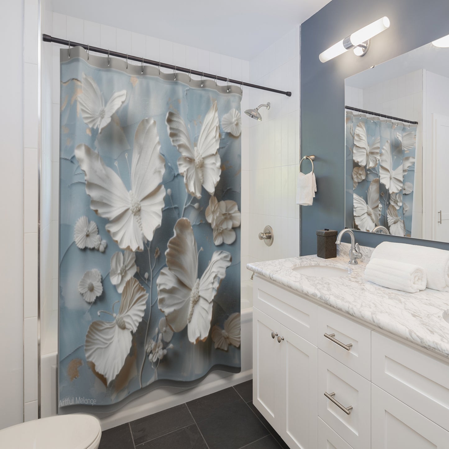 Fluttering Splendor Butterfly Shower Curtains