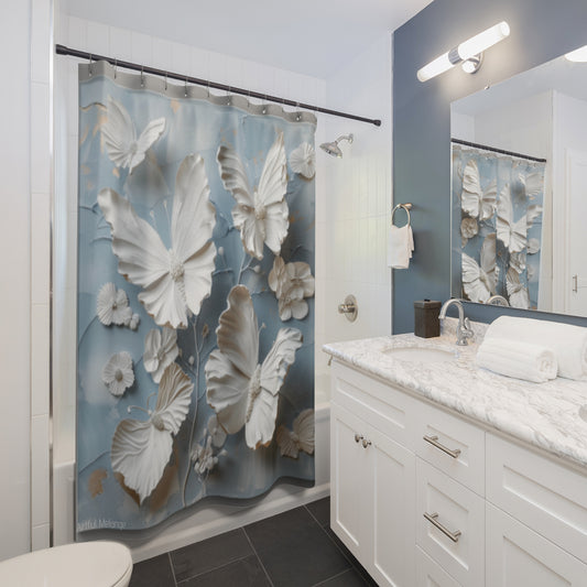 Fluttering Splendor Butterfly Shower Curtains