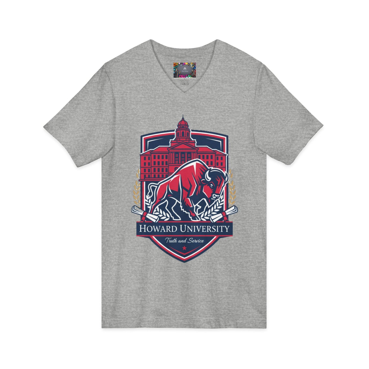 Howard University/ Truth and Service Unisex V-Neck T-Shirt 5