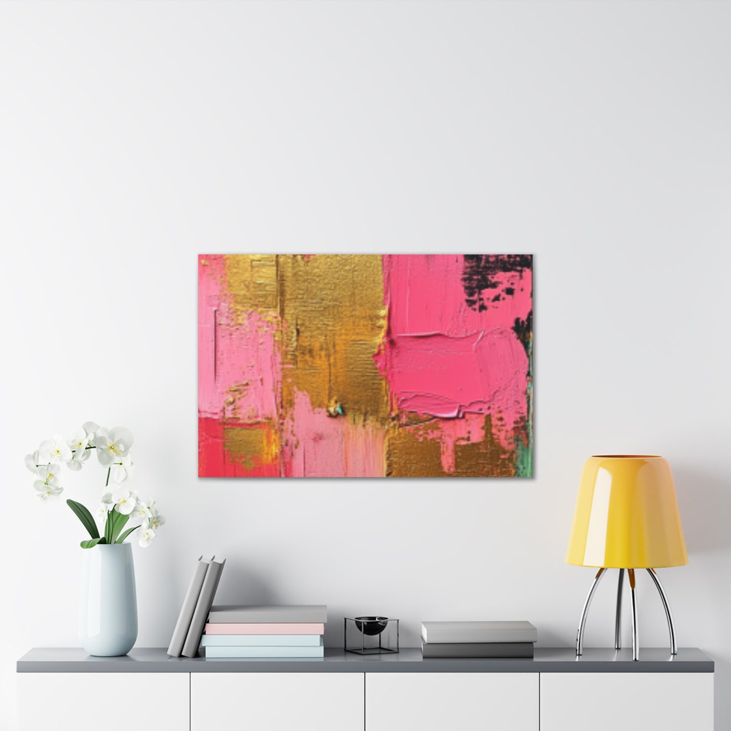 Acrylic Abstract Canvas Print - Homage to the Divine Nine/Pink Green Black and Gold 3