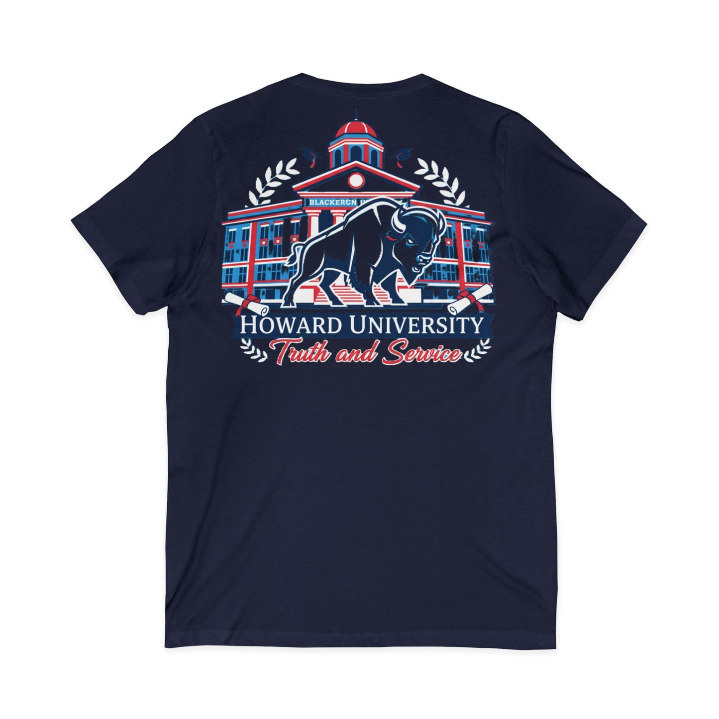 Howard University/ Truth and Service Unisex V-Neck T-Shirt 8
