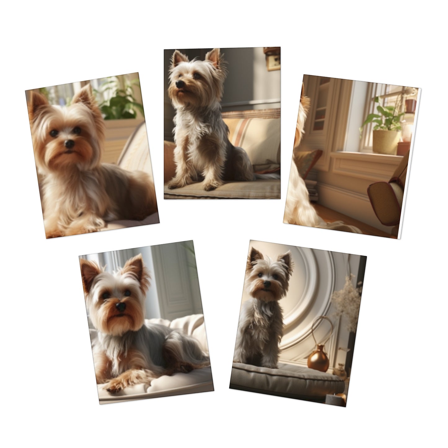 Paws of Authority:  Yorkshire Terrier Notecards, Embodying Their Self-Assured Presence(5-Pack)