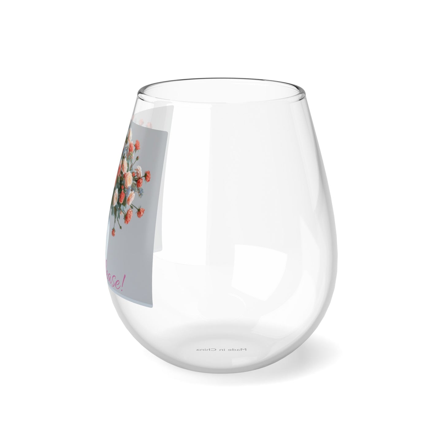 Floral Elegance Stemless Wine Glass, 11.75oz