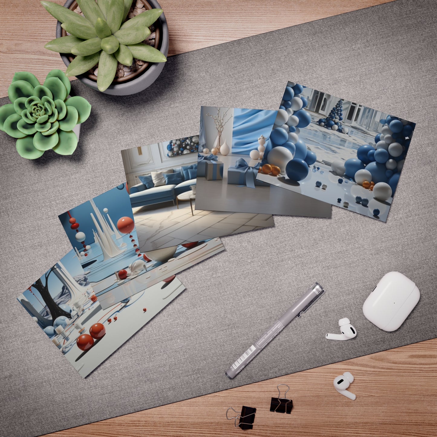 Euphoric Elegance: Vibrant Holiday Greeting Card Set (5-Pack)