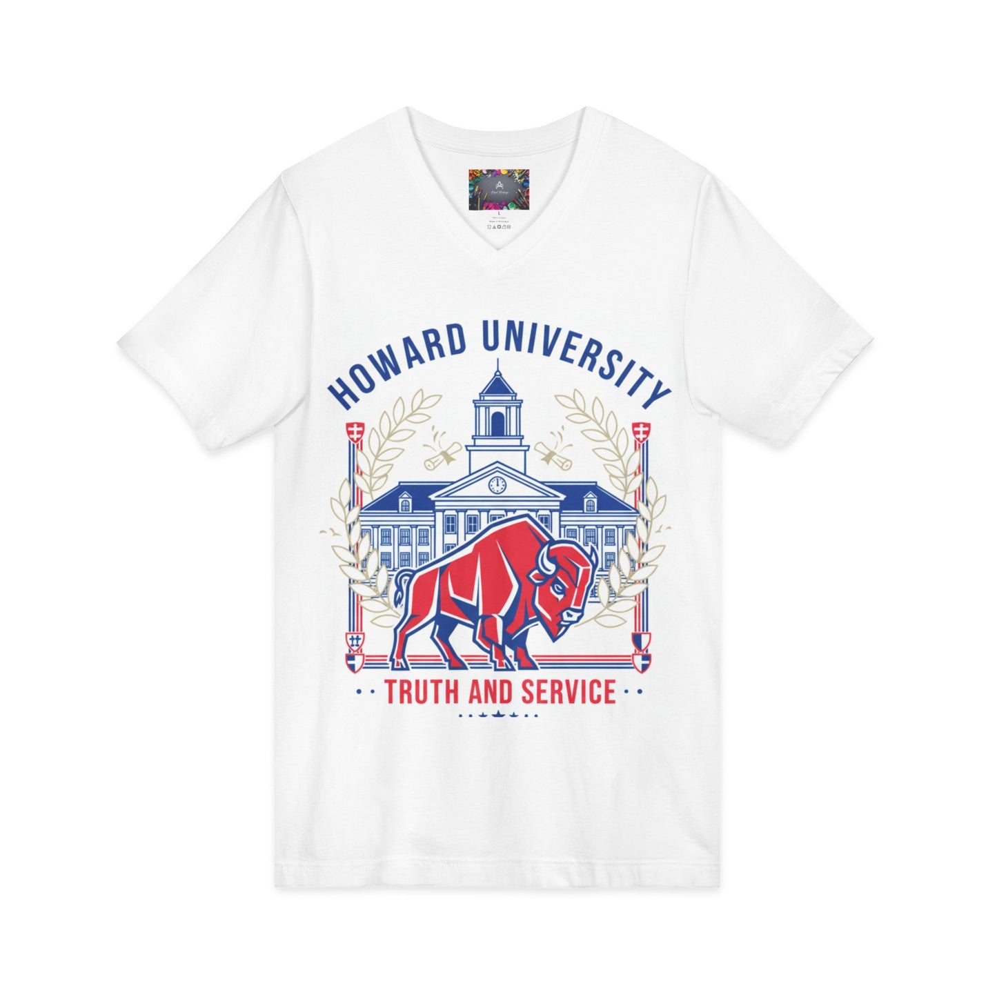 Howard University/ Truth and Service Unisex V-Neck T-Shirt 4
