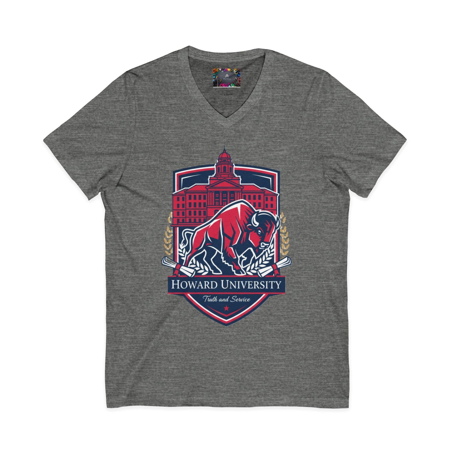Howard University/ Truth and Service Unisex V-Neck T-Shirt 5