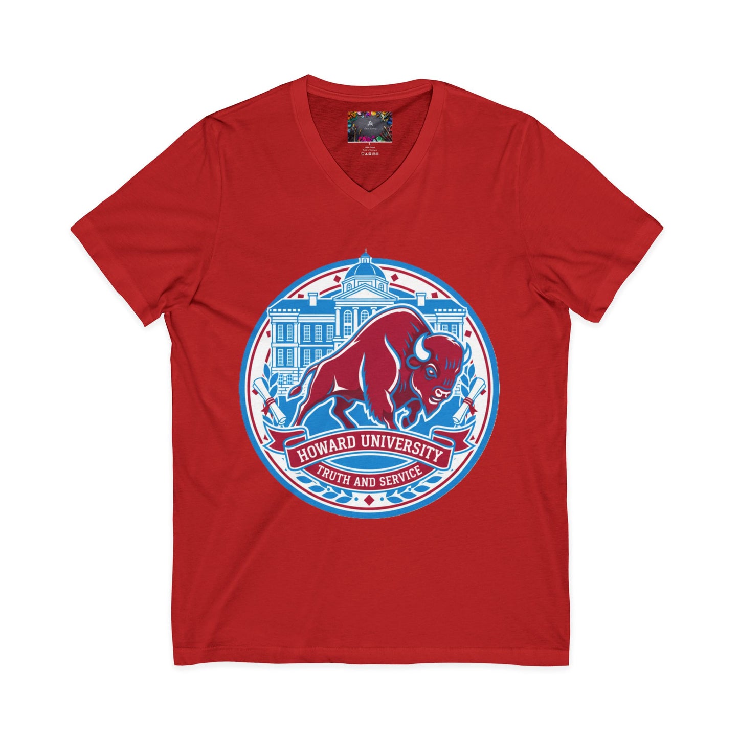 Howard University/ Truth and Service Unisex V-Neck T-Shirt 7