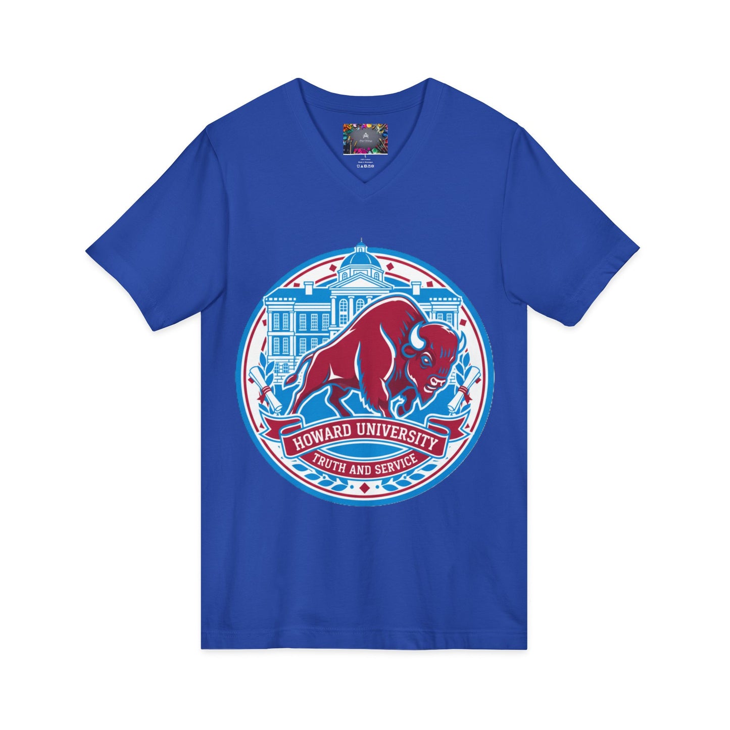 Howard University/ Truth and Service Unisex V-Neck T-Shirt 7