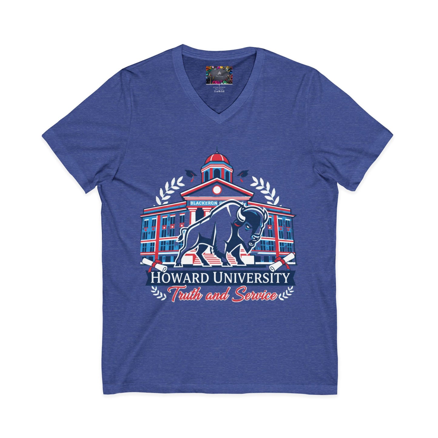 Howard University/ Truth and Service Unisex V-Neck T-Shirt 8