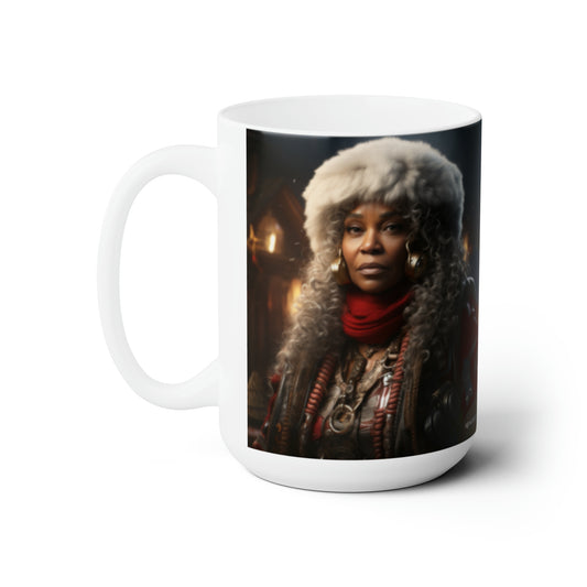Queen Claus White Ceramic Holiday Mug 15oz