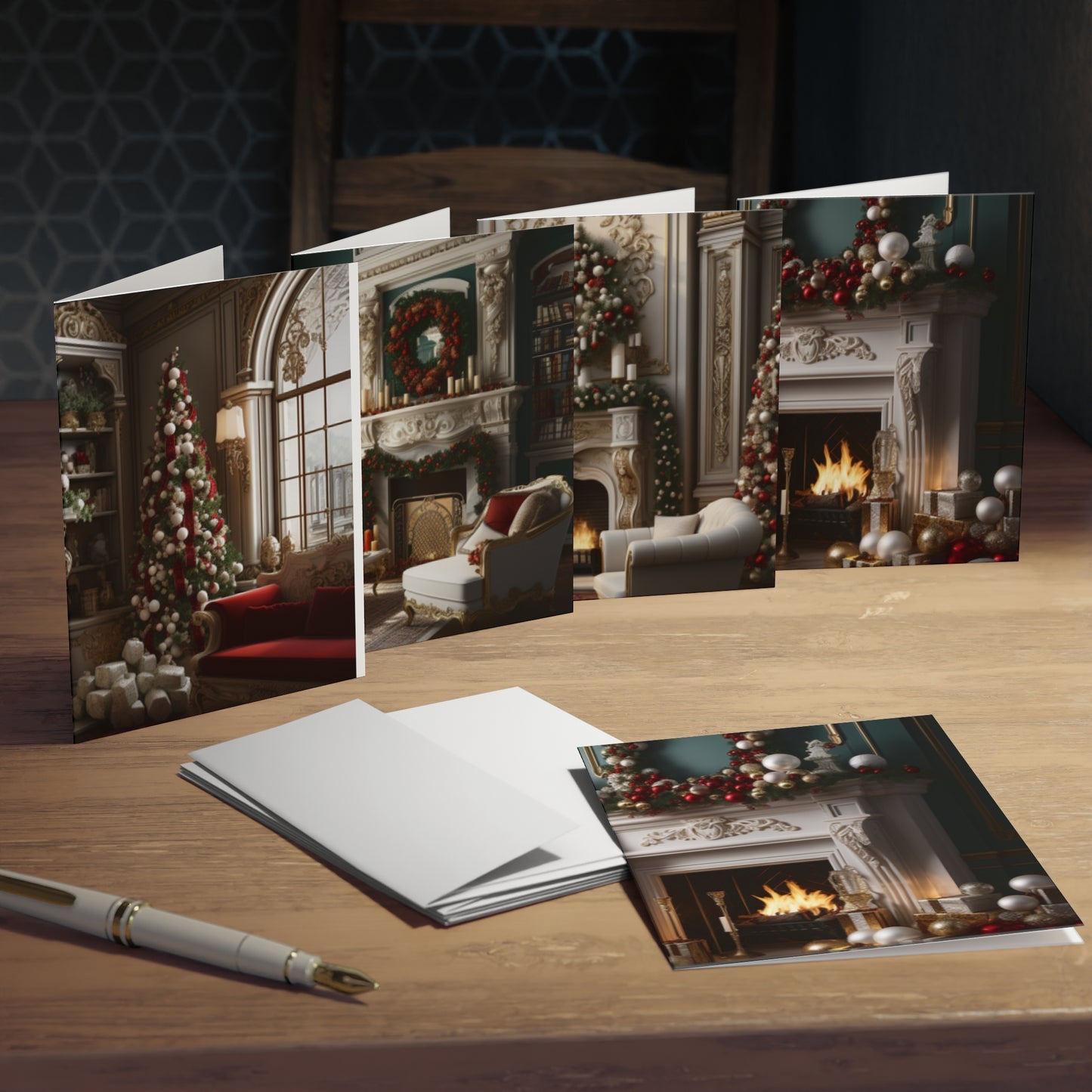 Regal Radiance: Opulent Christmas Greeting Cards (5-Pack)