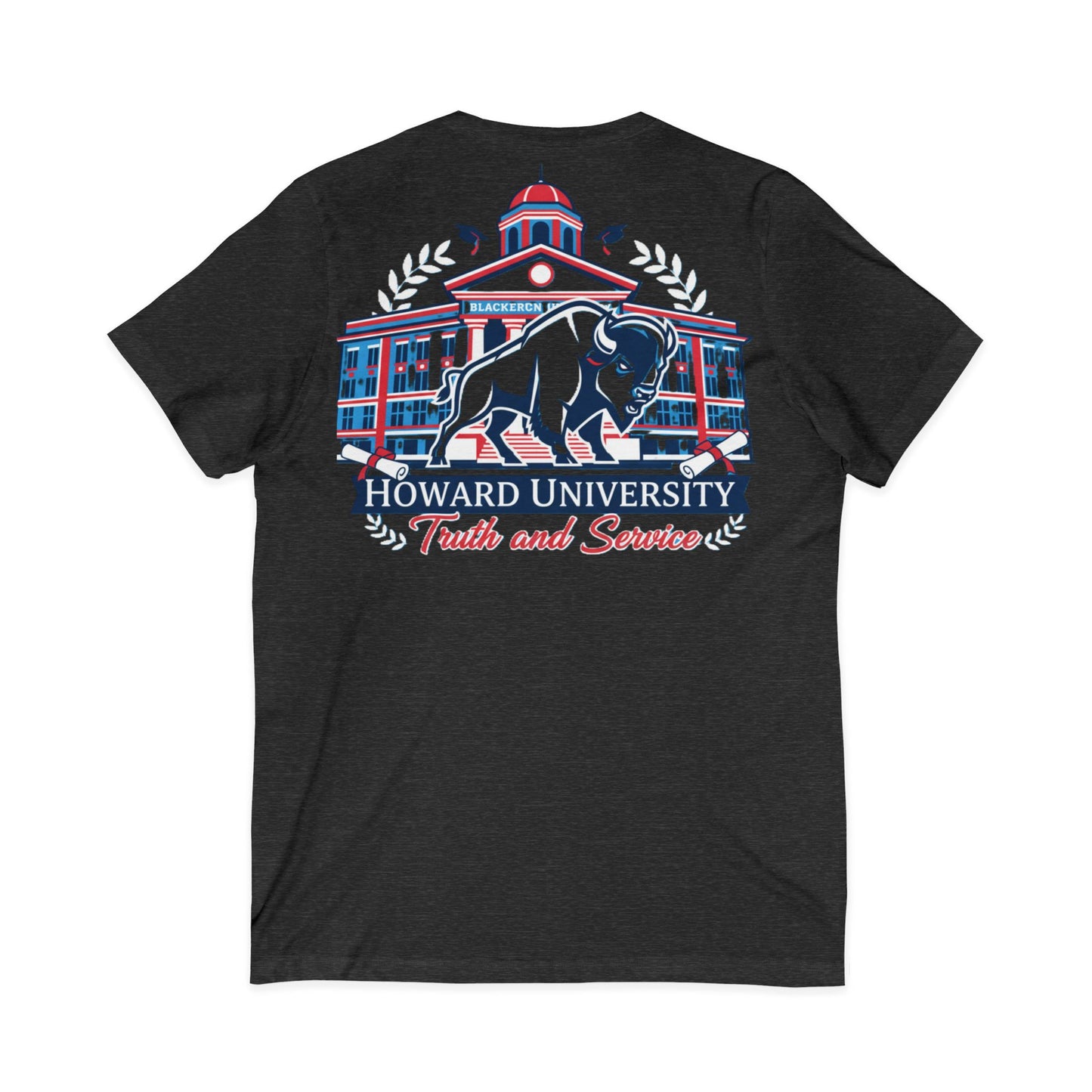 Howard University/ Truth and Service Unisex V-Neck T-Shirt 8