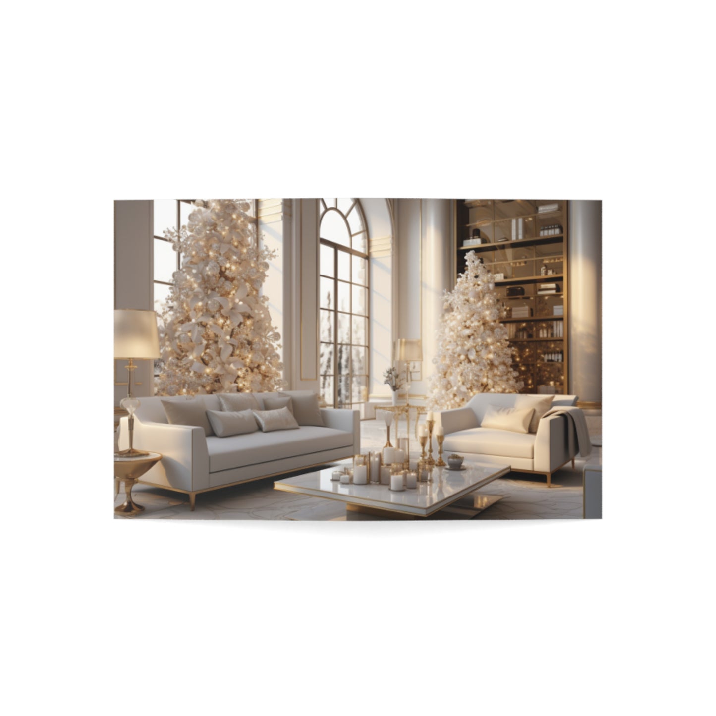 Elegance in Gold & White Christmas Notecards (1, 10, 30, and 50pcs)