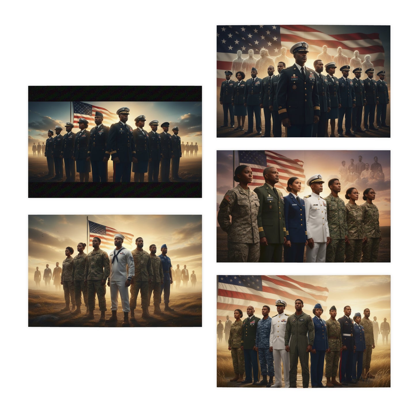 Honoring Black Military Service – Memorial Day Greeting Card Set 2/Multi-Design Greeting Cards (5-Pack)