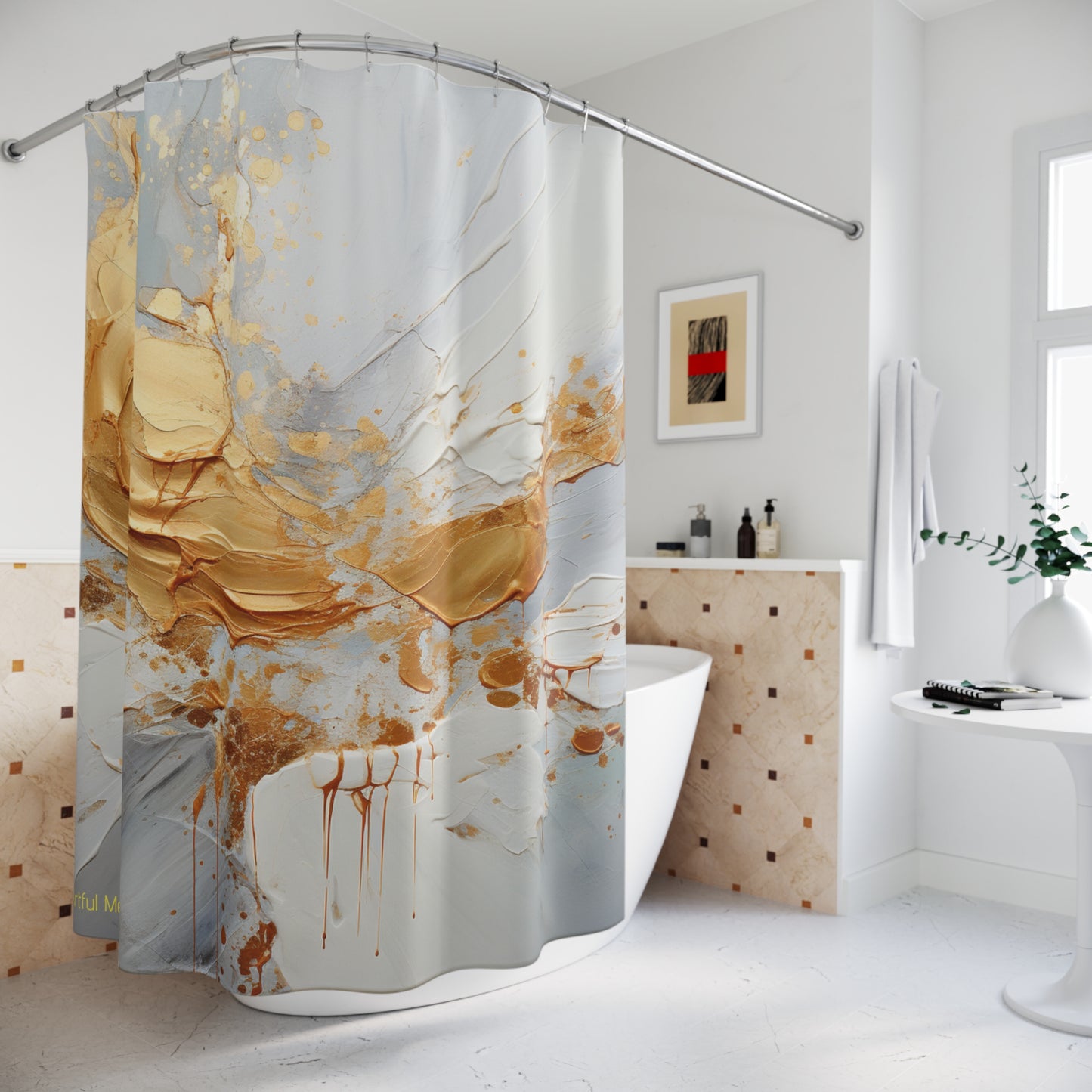 Canvas Cascade: Abstract Acrylic Art Shower Curtain Collection 265