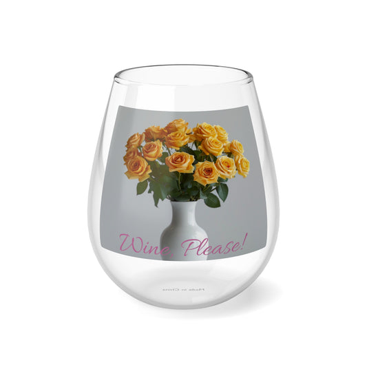 Floral Elegance Stemless Wine Glass, 11.75oz