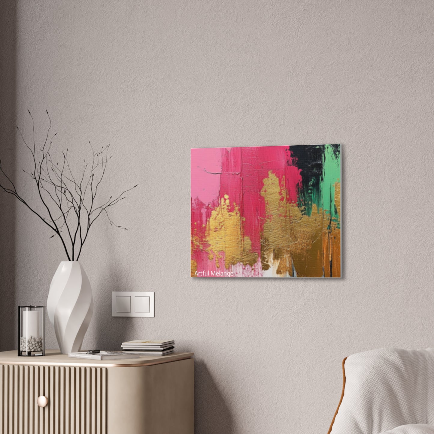 Acrylic Abstract Canvas Print - Homage to the Divine Nine/Pink Green Black and Gold 1
