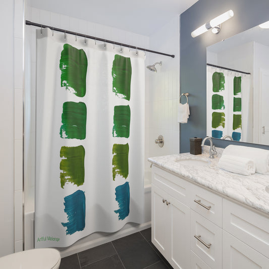 Canvas Cascade: Abstract Acrylic Art Shower Curtain Collection