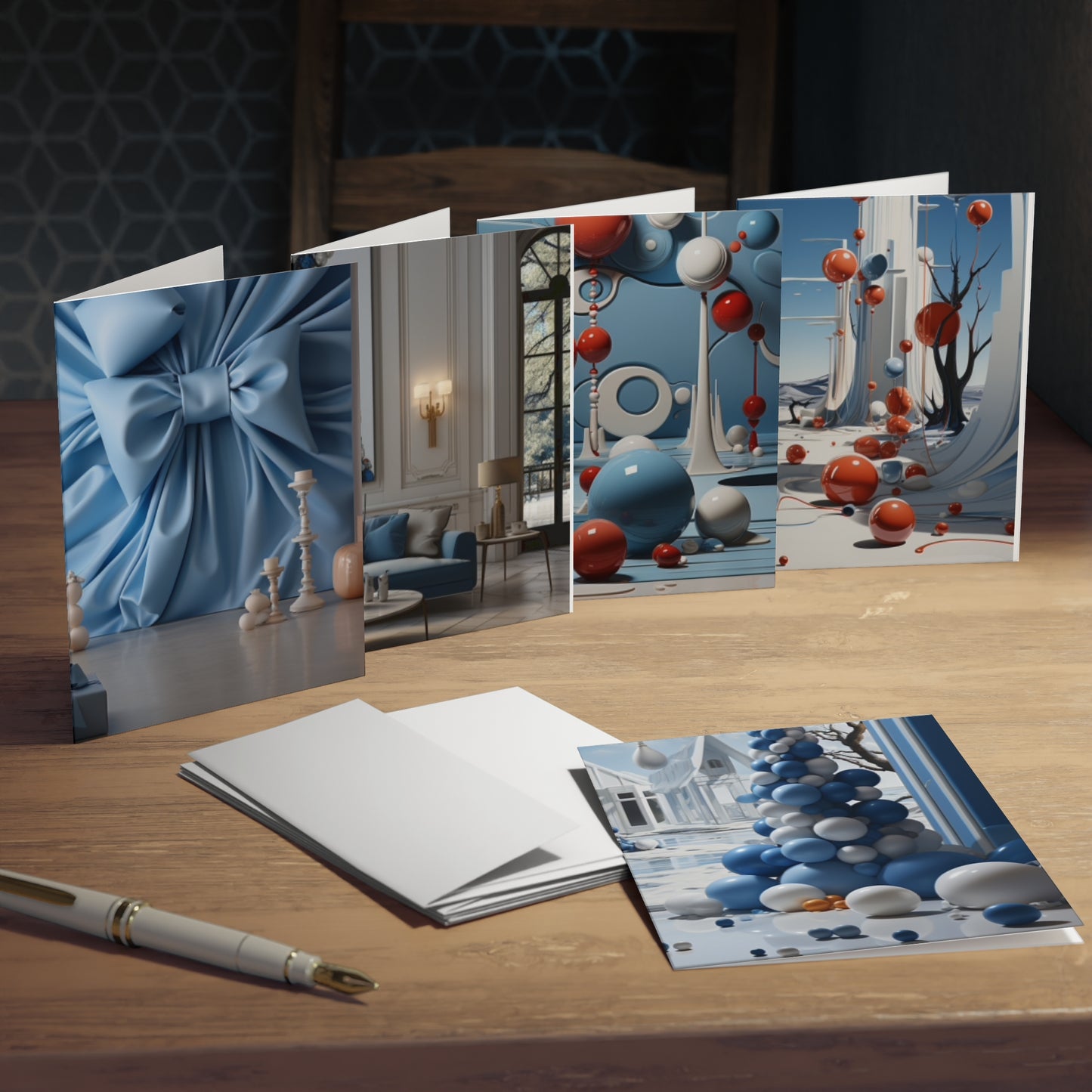 Euphoric Elegance: Vibrant Holiday Greeting Card Set (5-Pack)