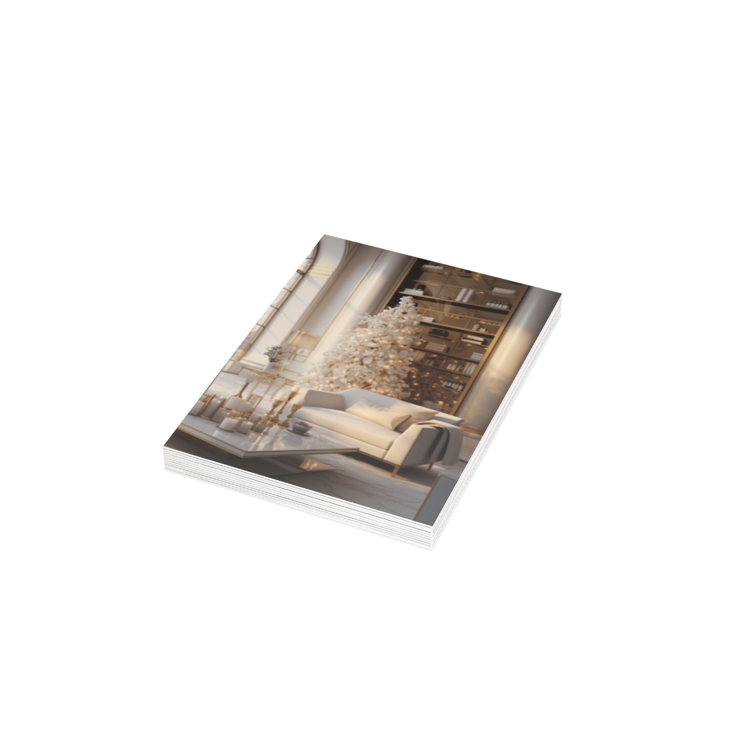 Elegance in Gold & White Christmas Notecards (1, 10, 30, and 50pcs)