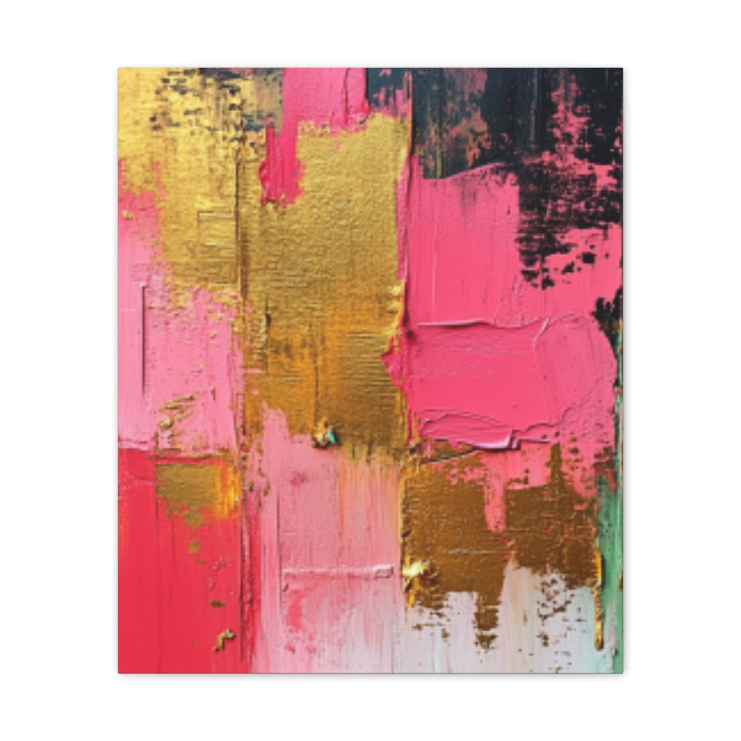 Acrylic Abstract Canvas Print - Homage to the Divine Nine/Pink Green Black and Gold 3
